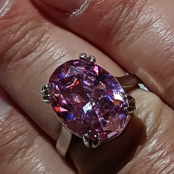 NWOT Large Pink Sapphire Statement Cocktail Ring Size 10.75 - Picture 12 of 15